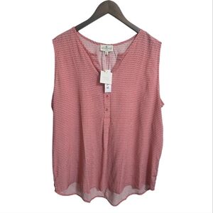 NWT Grand & Greene Red Blue and White Sleeveless Women's Top Blouse Shirt